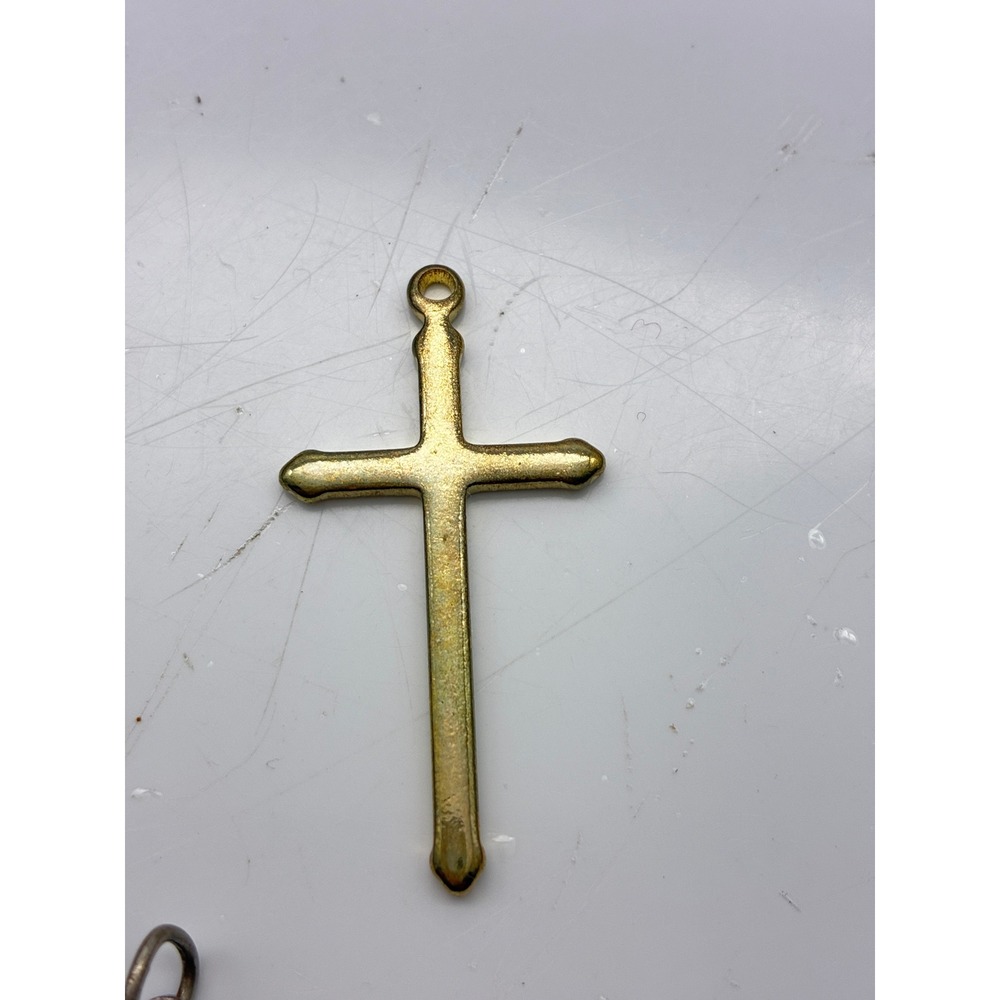Vintage Religious Pendant Lot Red Resin and Gold Tone Cross St Christopher - Picture 5 of 10
